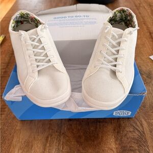 Hey Dude Off-White Canvas Shoes with Floral Lining